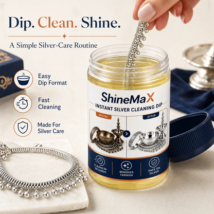 ShineMax™ Silver Cleaning Dip – Tarnish Care for Silver Jewellery & Silverware