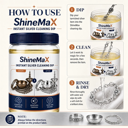 ShineMax™ Silver Cleaning Dip – Tarnish Care for Silver Jewellery & Silverware